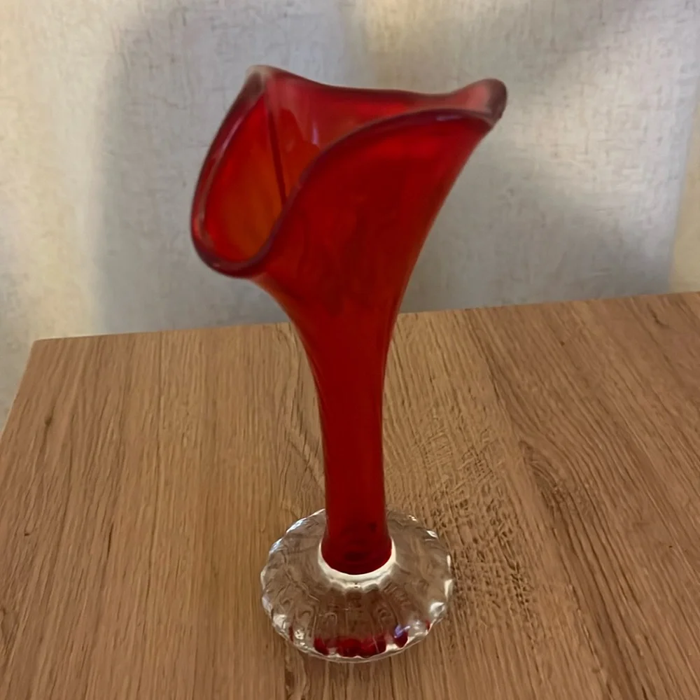 VTG Red Twisted Vase
